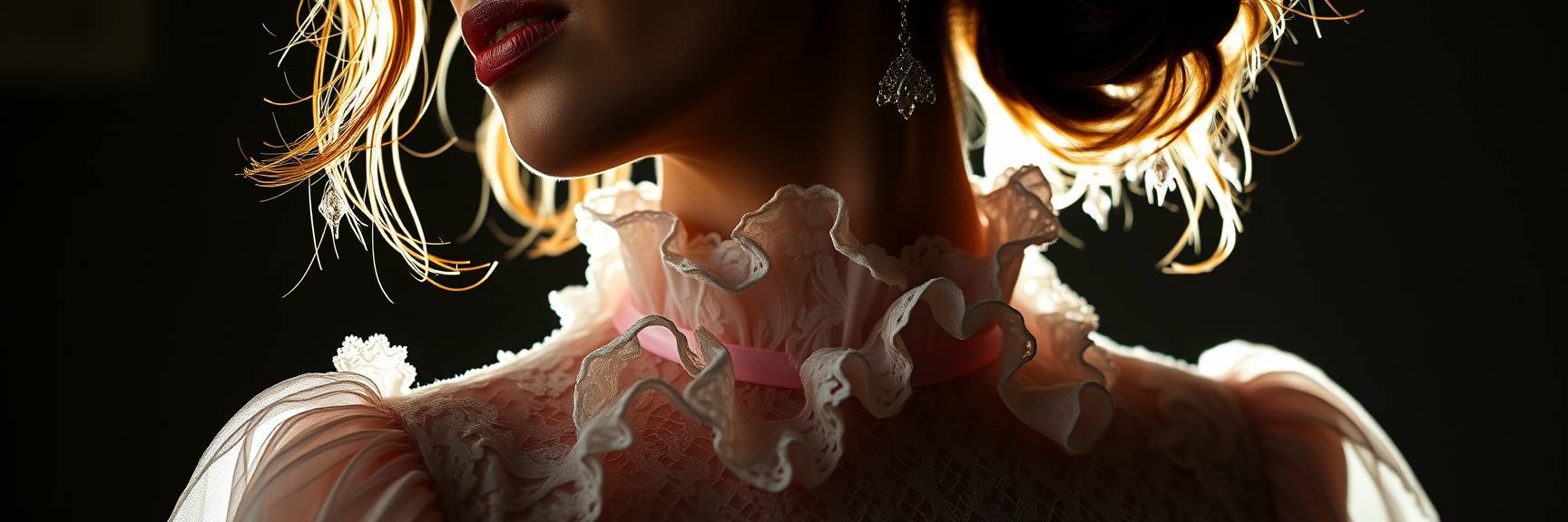 Eine kraftvolle Superheldin in dynamischer Pose strahlt Fischer-Ästhetik aus, während sie in einem eleganten Raum ein leuchtendes Lasso schwingt. Ihr Kostüm ist mit einer Tiara geschmückt. Im Hintergrund zeigen sich große Fenster, die eine Berglandschaft einrahmen, die durch lebendige Lichteffekte noch verstärkt wird.